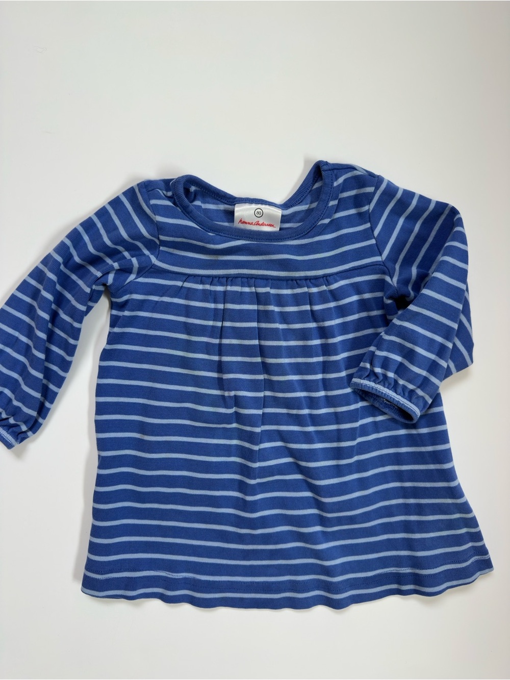 Hanna Andersson Royal and Light Blue Striped Long-Sleeve Tee 18-24m